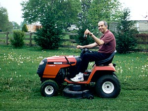 Aydin's first mowing experience.